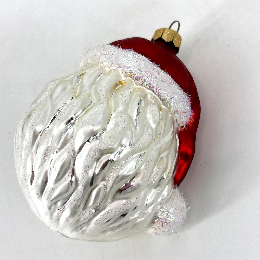 Impuls Glass Santa Face Hand Painted Santa Claus Christmas Ornament Poland 5.25" - Picture 6 of 10